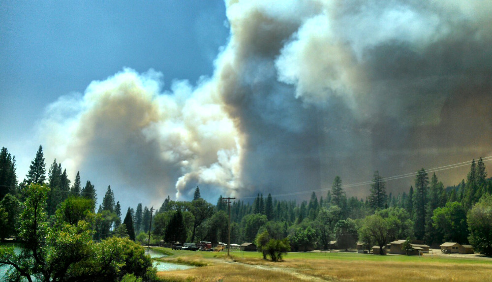 Smoke Columns from Hwy 120 - 2013 California Rim Fire