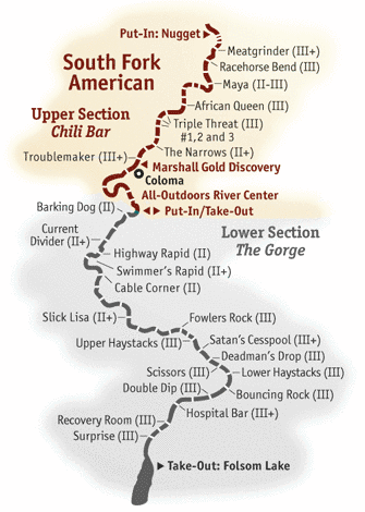 South Fork American River Rafting Map